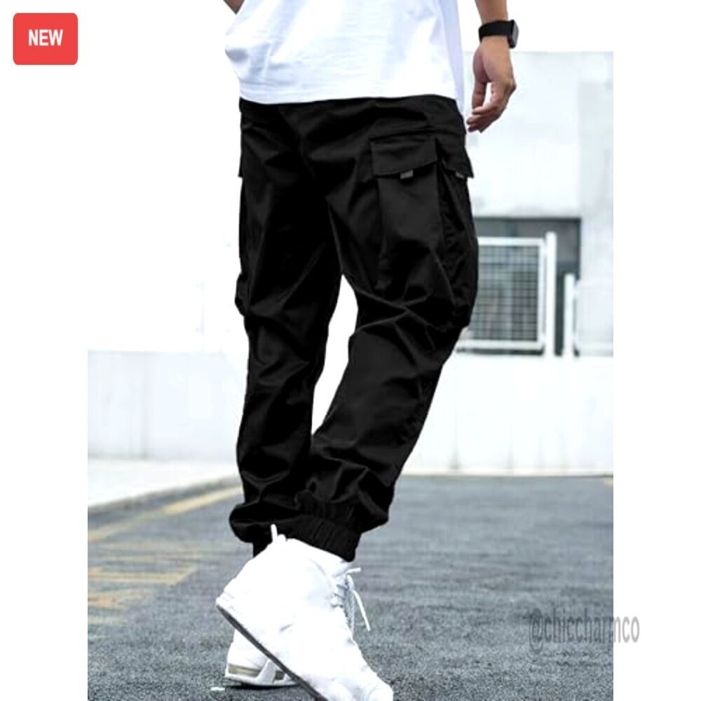 Men's Cargo Joggers Pants Elastic Waist Drawstring Casual Sweatpants Techwear - Picture 2 of 6